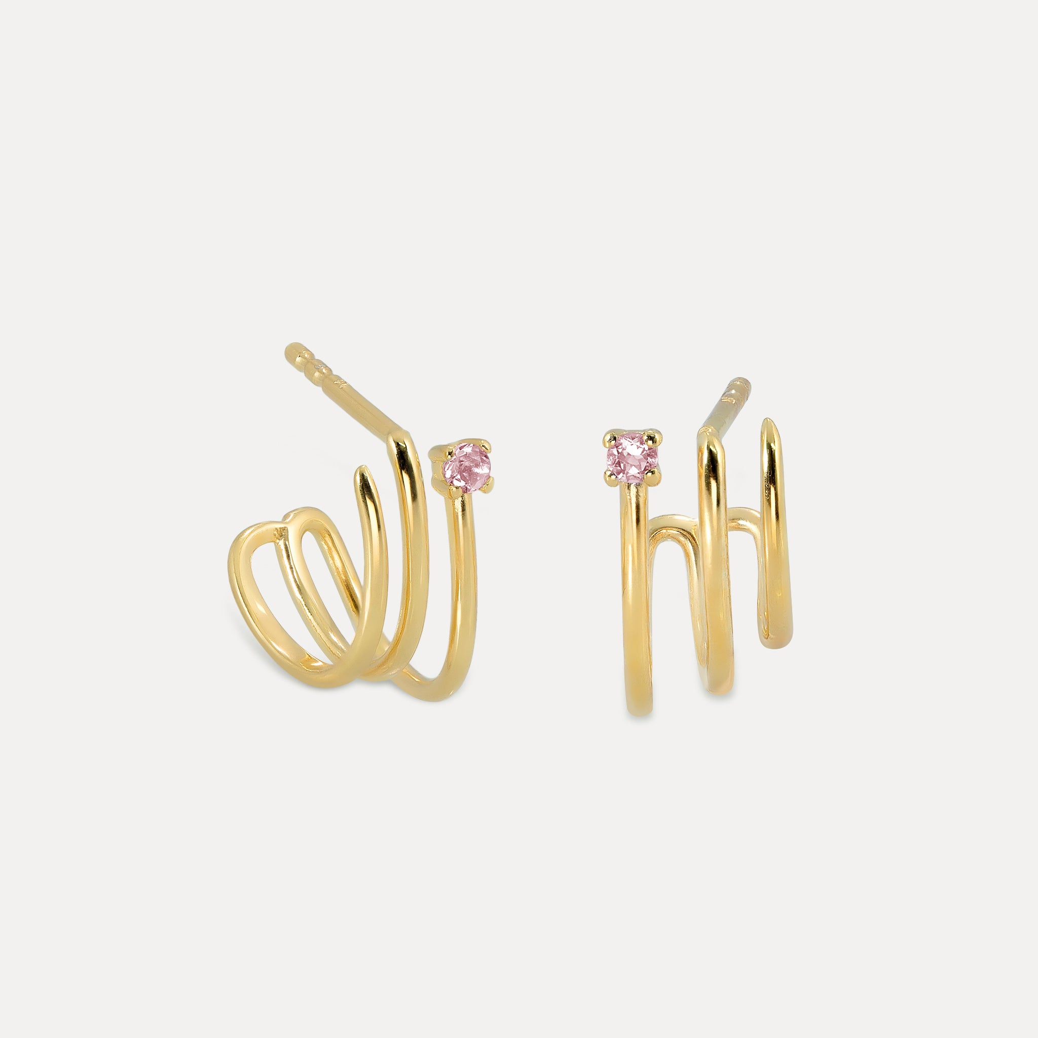Stilnest Trine Huggies Ohrringe Rosa Turmalin 585 Gold