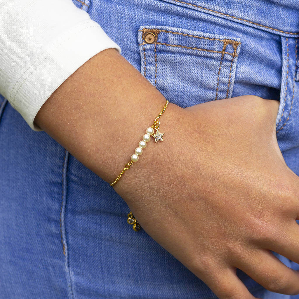 Joy by Corrine Smith Slider Armband Gold Kristall Perle Stern