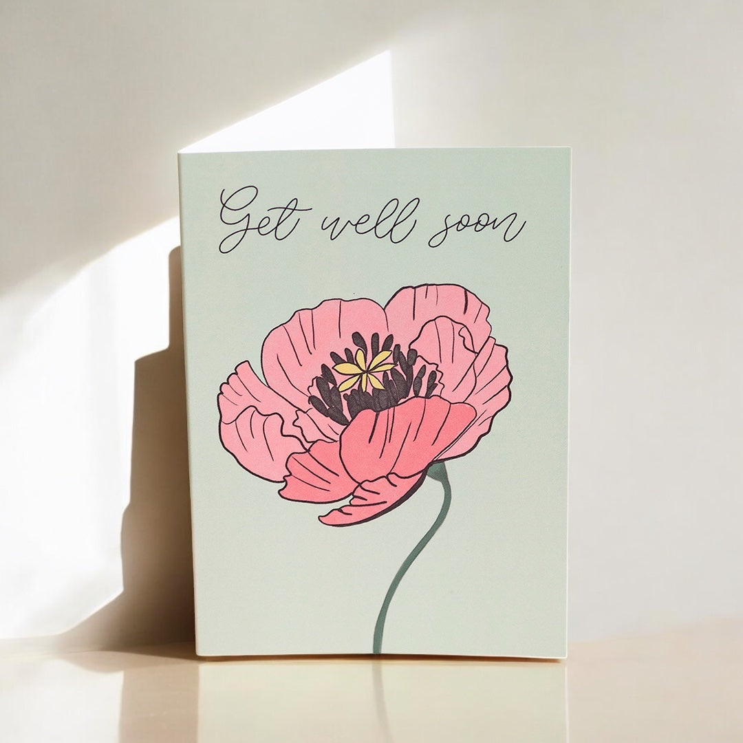 Joy by Corrine Smith Prints Mohn Genesungskarte A6 mit Umschlag