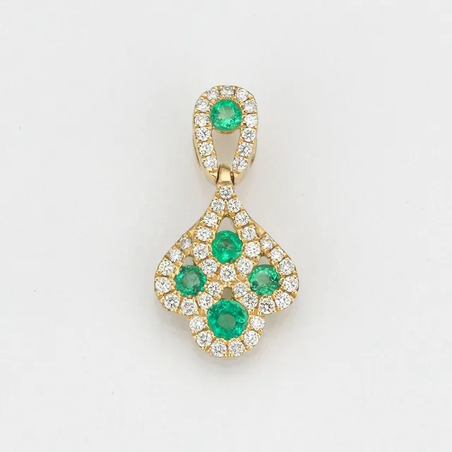 Eugen Rühle Anhänger Anhänger Brillant 0,16ct Smaragd 585 Gelbgold