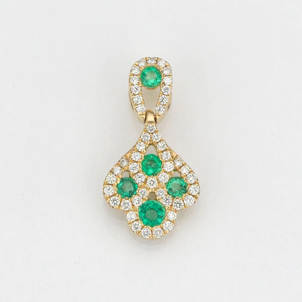 Eugen Rühle Anhänger Anhänger Brillant 0,16ct Smaragd 585 Gelbgold