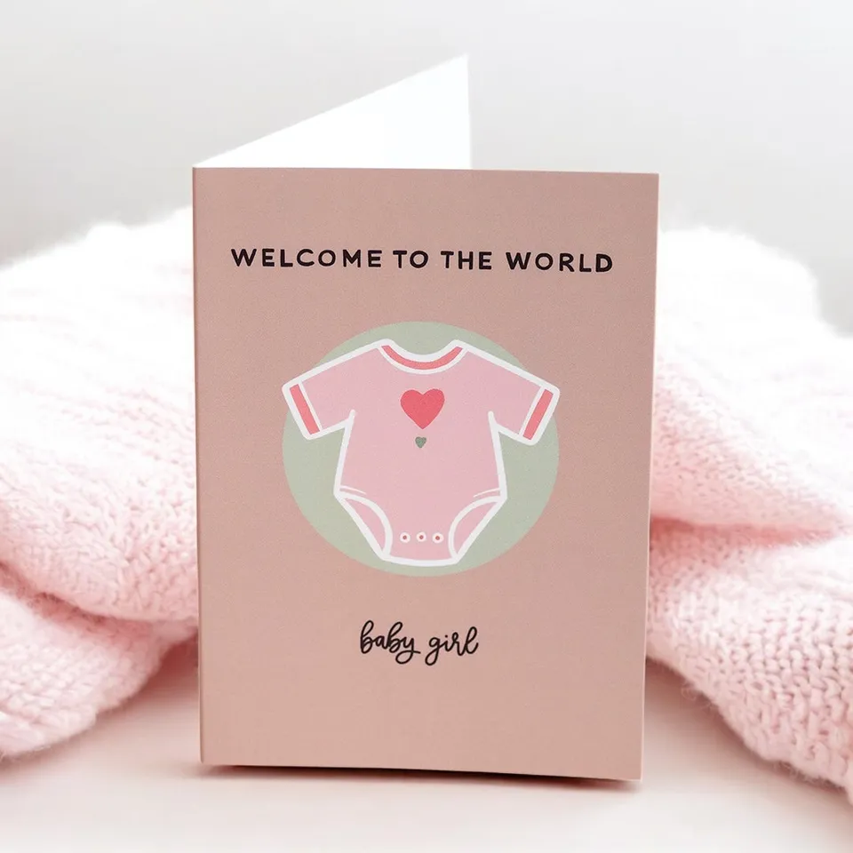 Joy by Corrine Smith New Baby Girl Karte A6 Rosa