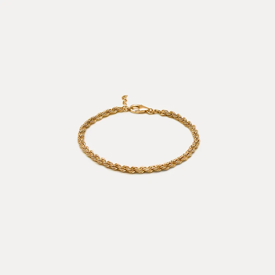 Stilnest Kordel Armband 24k Gold Vermeil 17+2cm