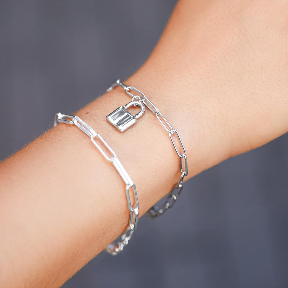 JEWLIX Armband Edelstahl Liebeschloss Glieder silberfarben