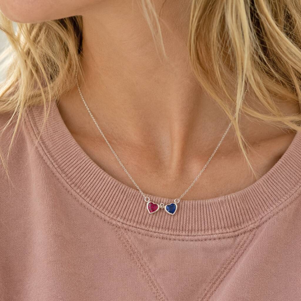 Joy by Corrine Smith Double Birthstone Herz Halskette Gold
