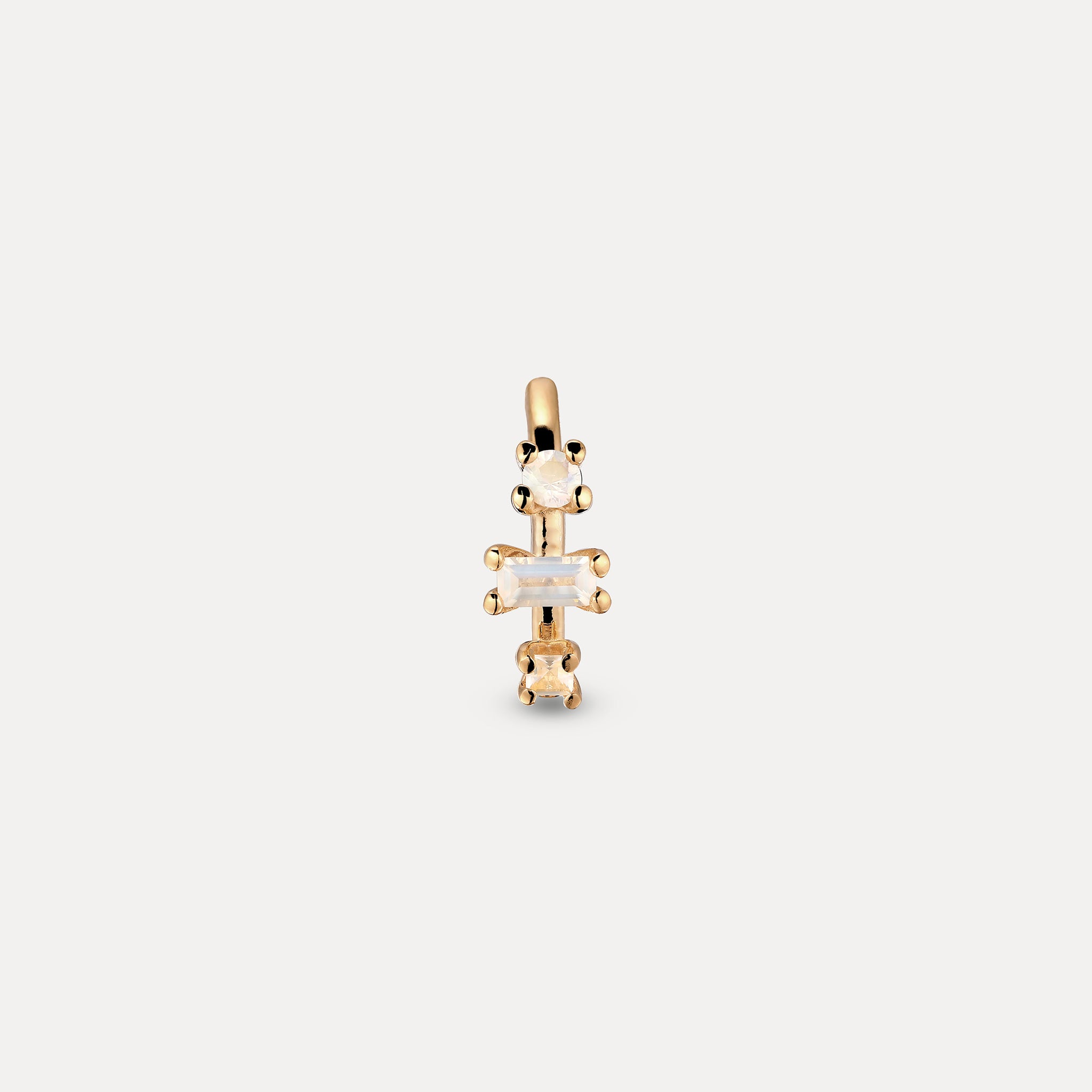 Stilnest Weißer Mondstein Ohrstecker Single 585 Gold solo