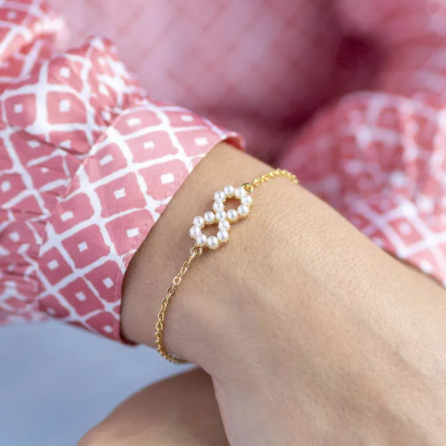 Joy by Corrine Smith Pearl Infinity Armband Gold Perle
