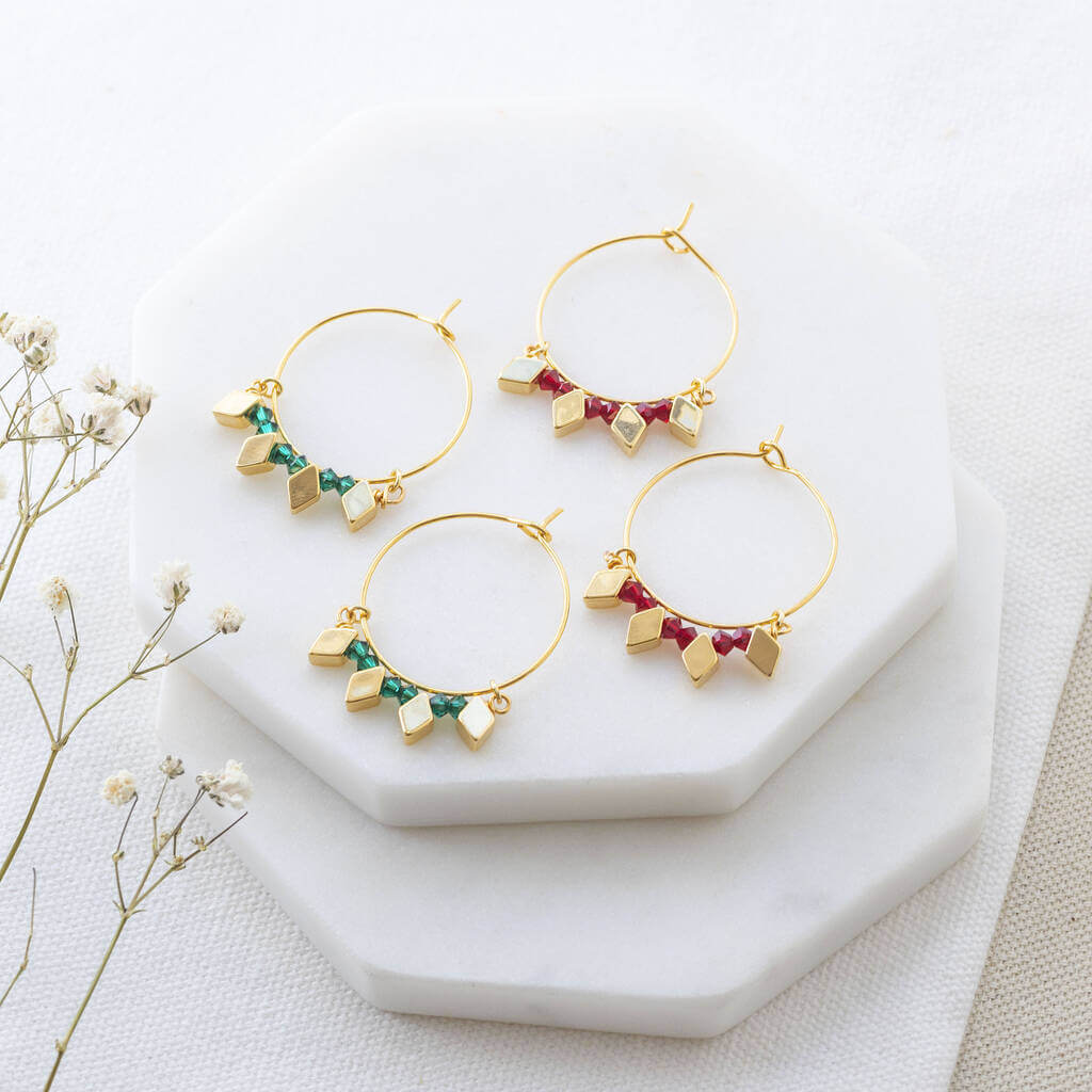 Joy by Corrine Smith Rhombus Birthstone Creolen Gold 2 cm