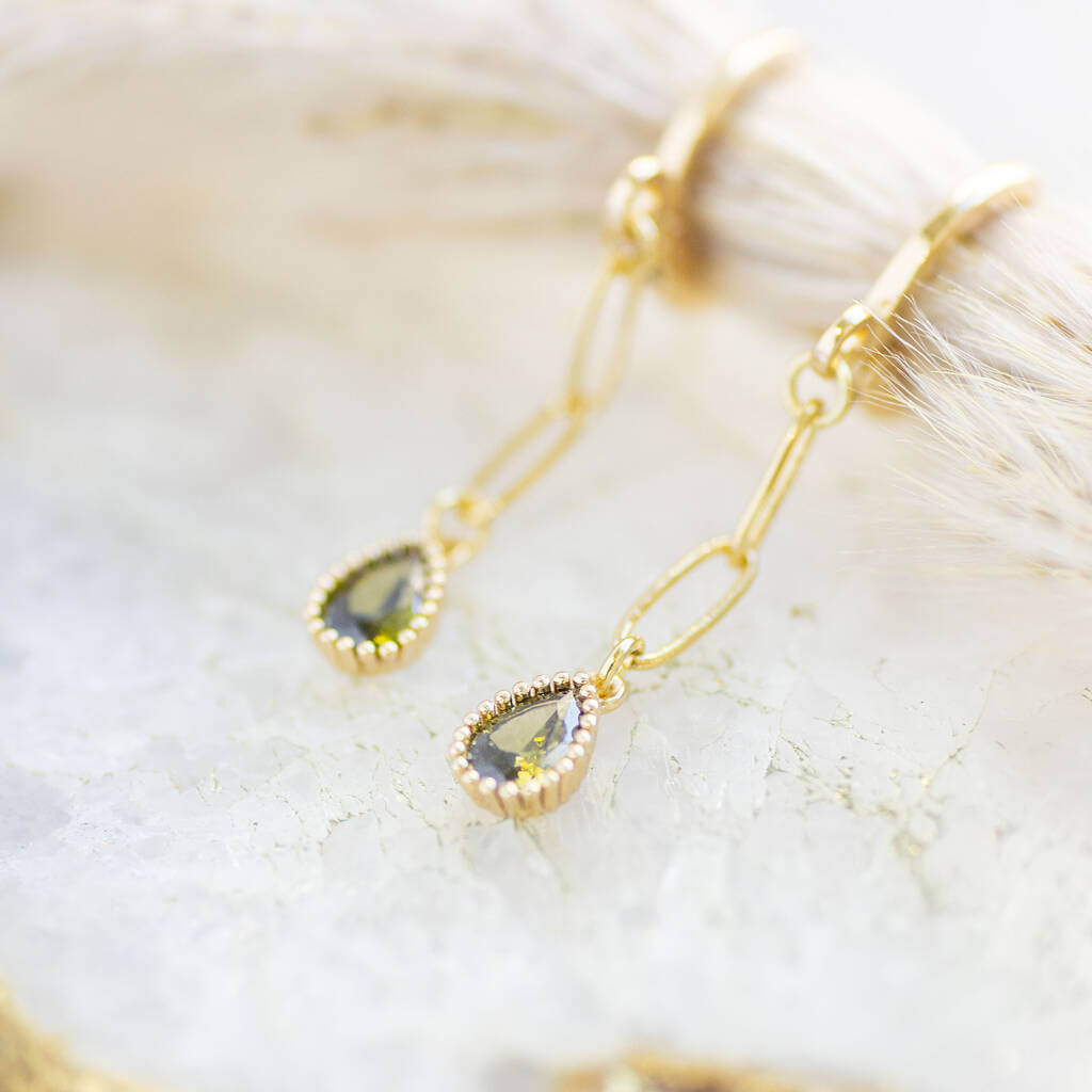 Joy by Corrine Smith Peridot Ohrringe Gold Tropfen August