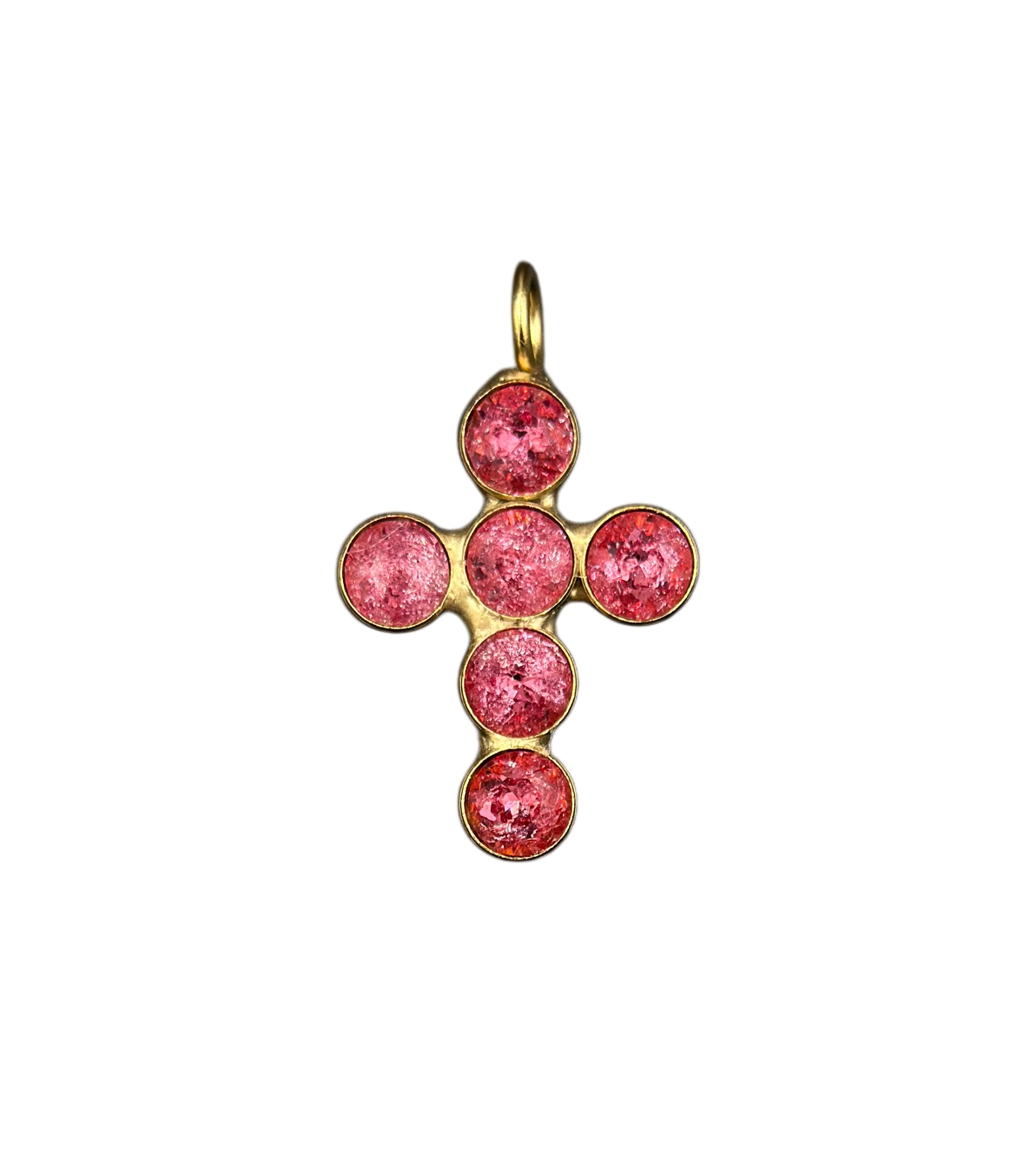 Alevá Bijoux Croci Tonda Sparkle Kreuz Anhänger Gold 3,5 cm