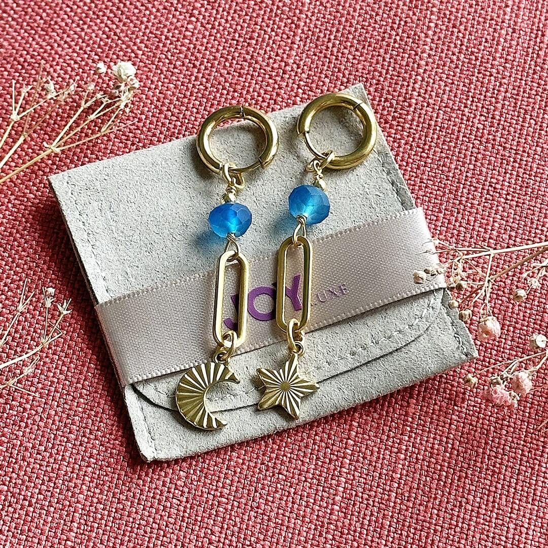 Joy by Corrine Smith Frosted Blue Moon Ohrringe vergoldet