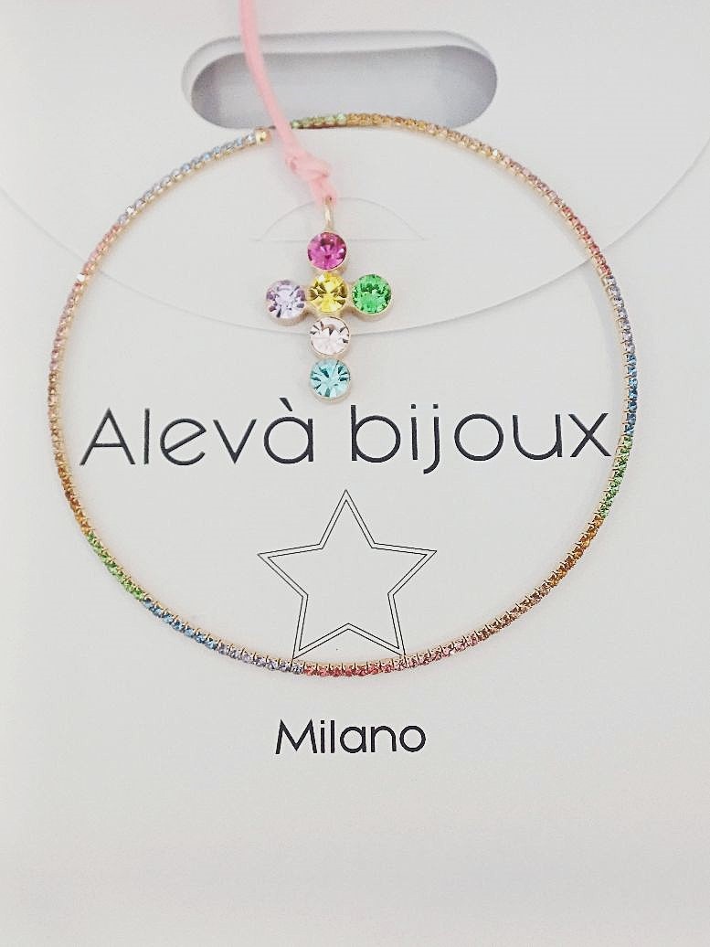 Alevá Bijoux Box Spring Box Halskette Kreuz Anhänger Multicolor