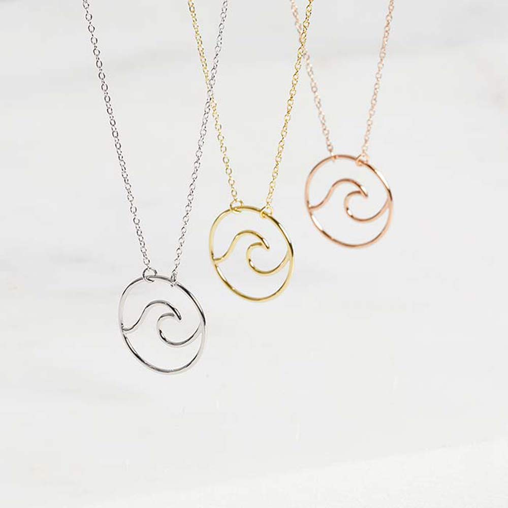 JEWLIX Kette Welle Anhängerkette 925 Silber Wellen-Anhänger