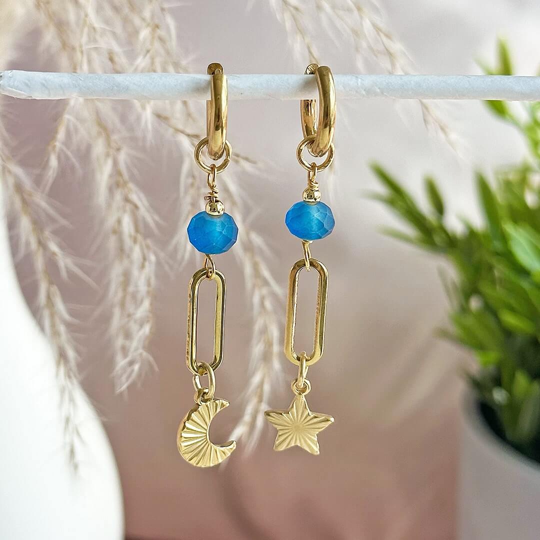 Joy by Corrine Smith Frosted Blue Moon Ohrringe vergoldet