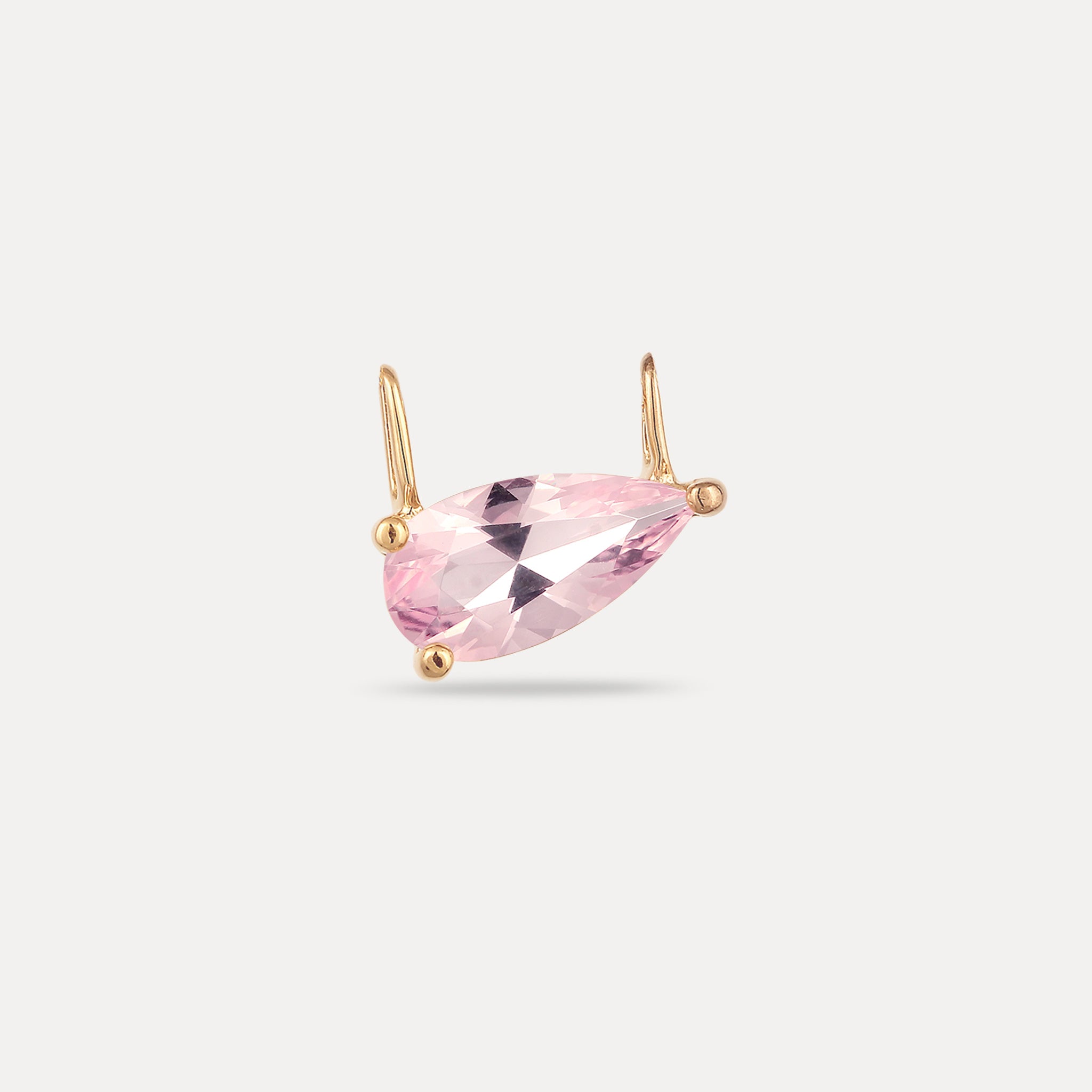 Stilnest Rosenquarz Balance Drop Anhänger Gold Vermeil