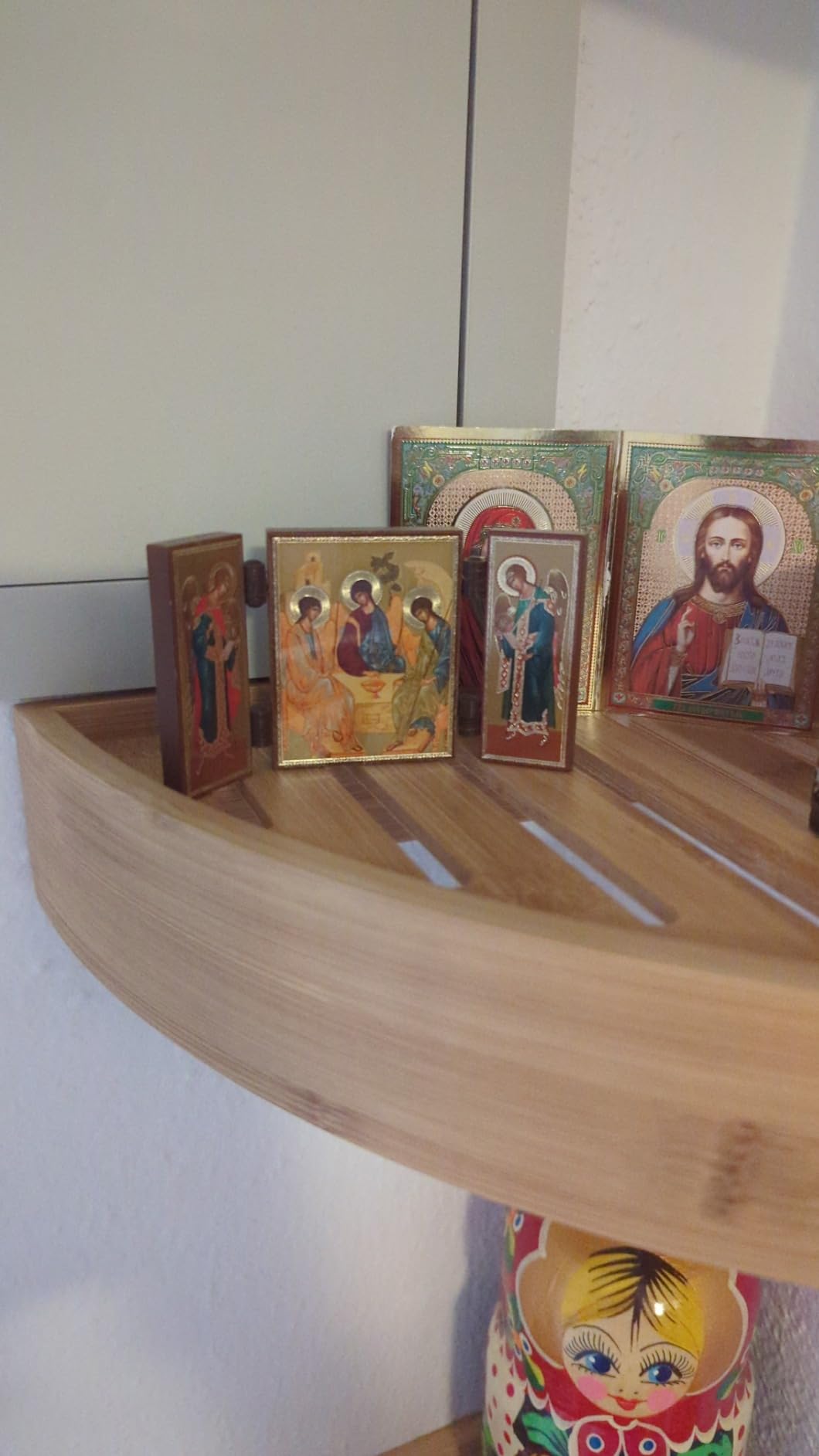 NKlaus Heiliger Georg Triptychon Ikone Holz 9,5cm Drachentöter
