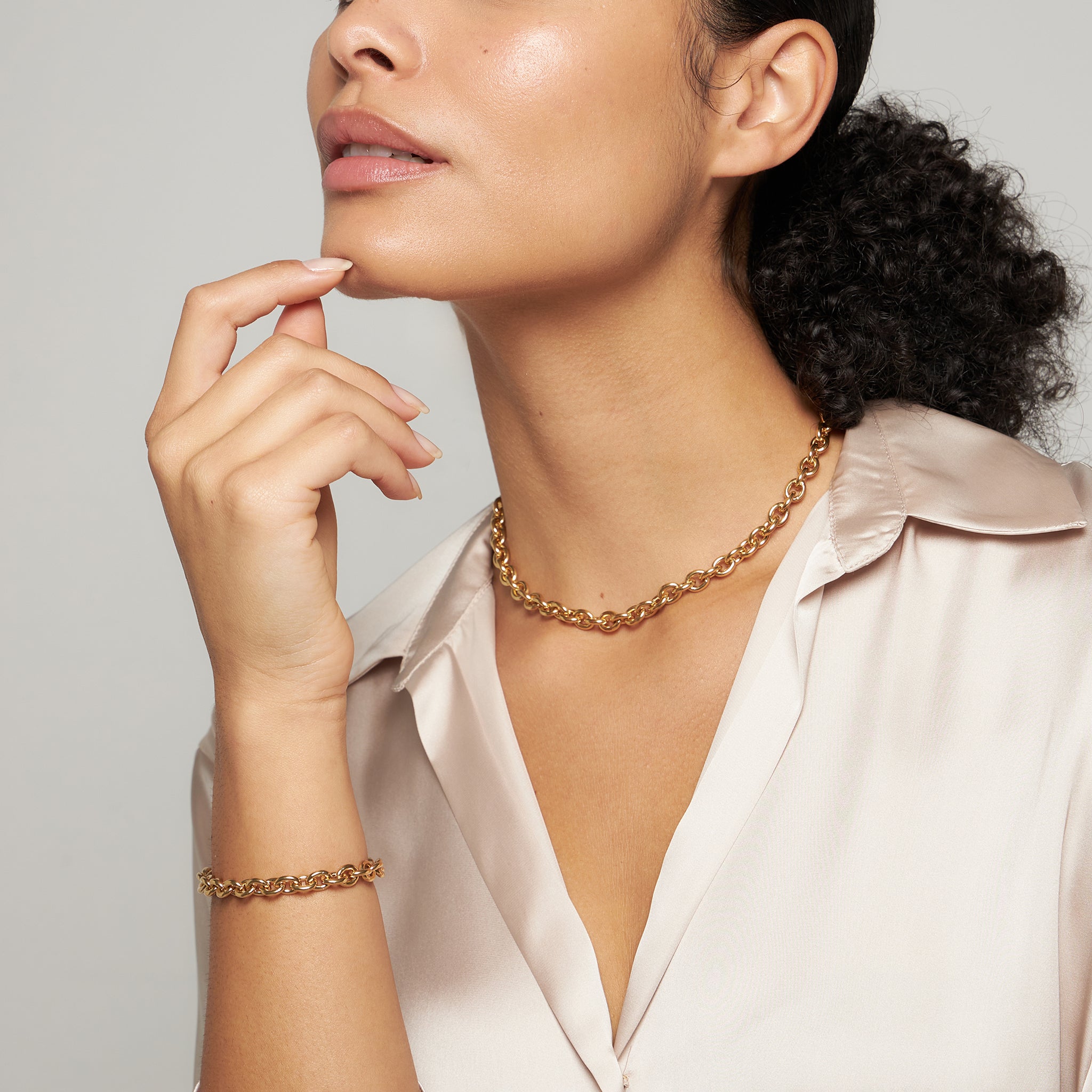 Stilnest Bold Chain Armband 24k Gold Vermeil Ankerkette