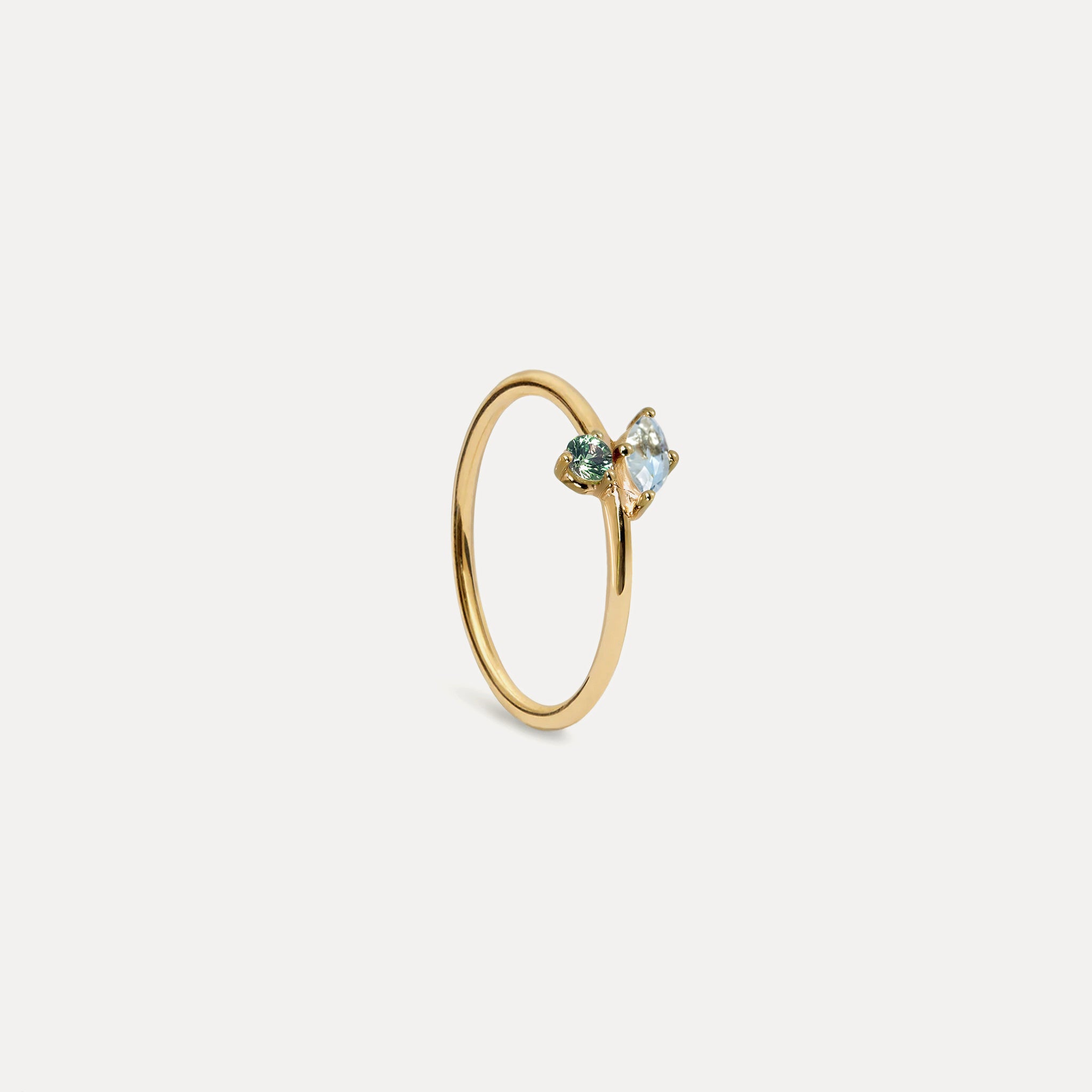 Stilnest Joy Solitär Ring Aquamarin Saphir Vermeil Gr.49-64