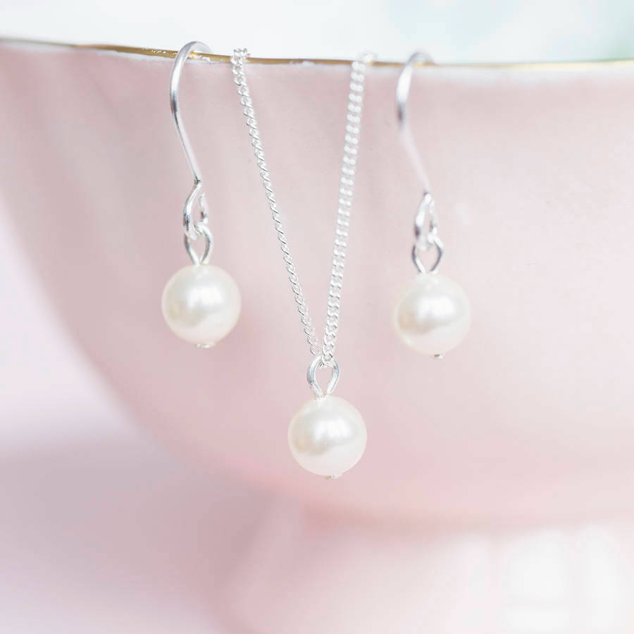 Joy by Corrine Smith Bridesmaid Perlen Schmuckset Silber Kette