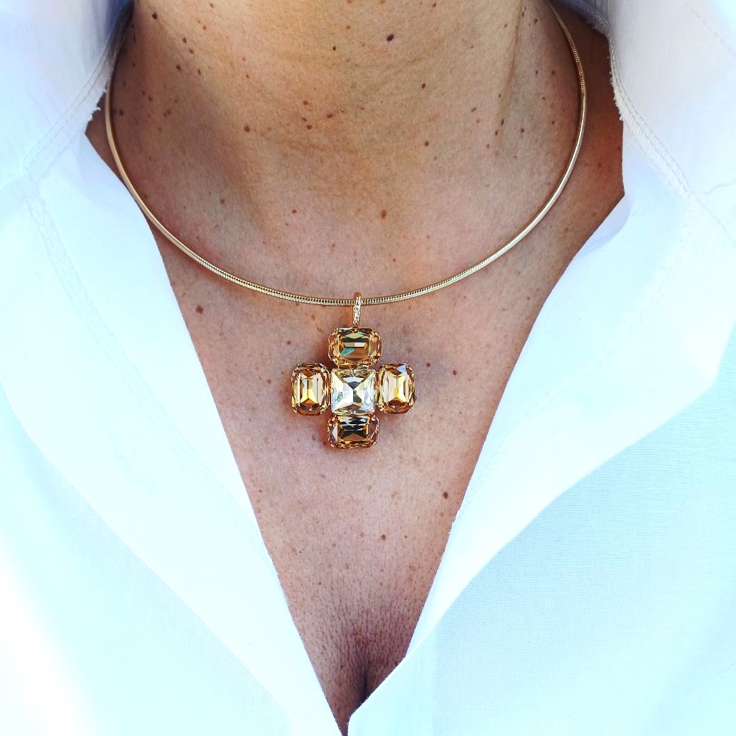 Alevá Bijoux Croci Quadra Kreuz Anhänger Gold 3,5 cm