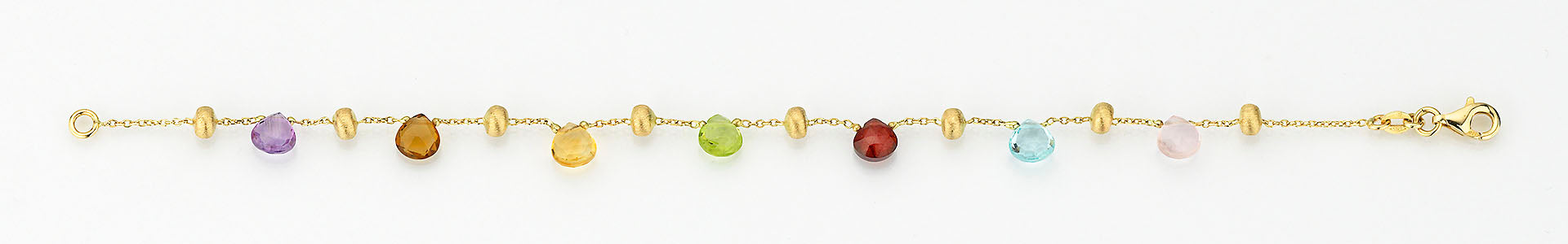 Eugen Rühle Armband 585 Gelbgold Farbsteine Goldlinsen