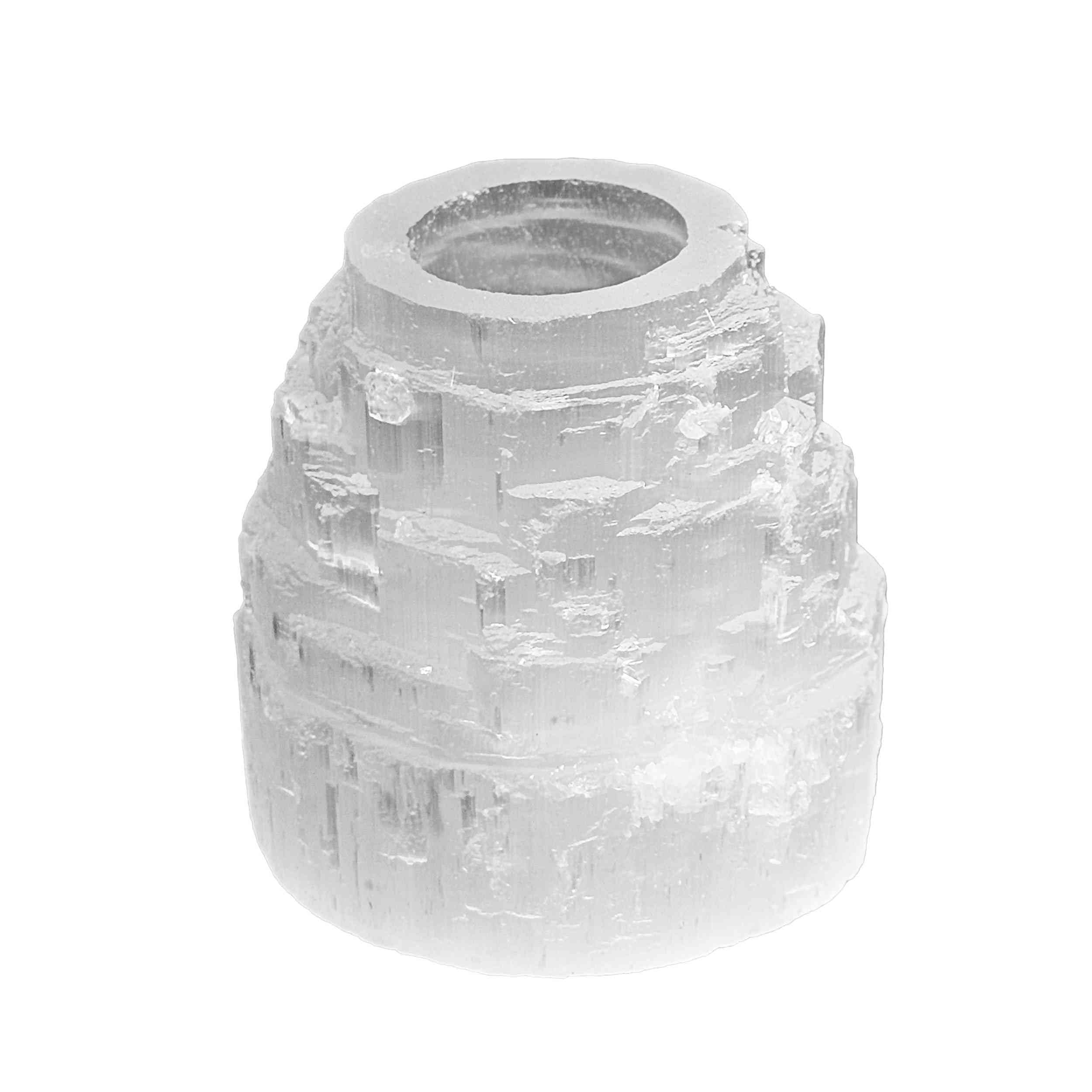 NKlaus Healing Crystals Selenit Turm Teelichthalter 10 cm