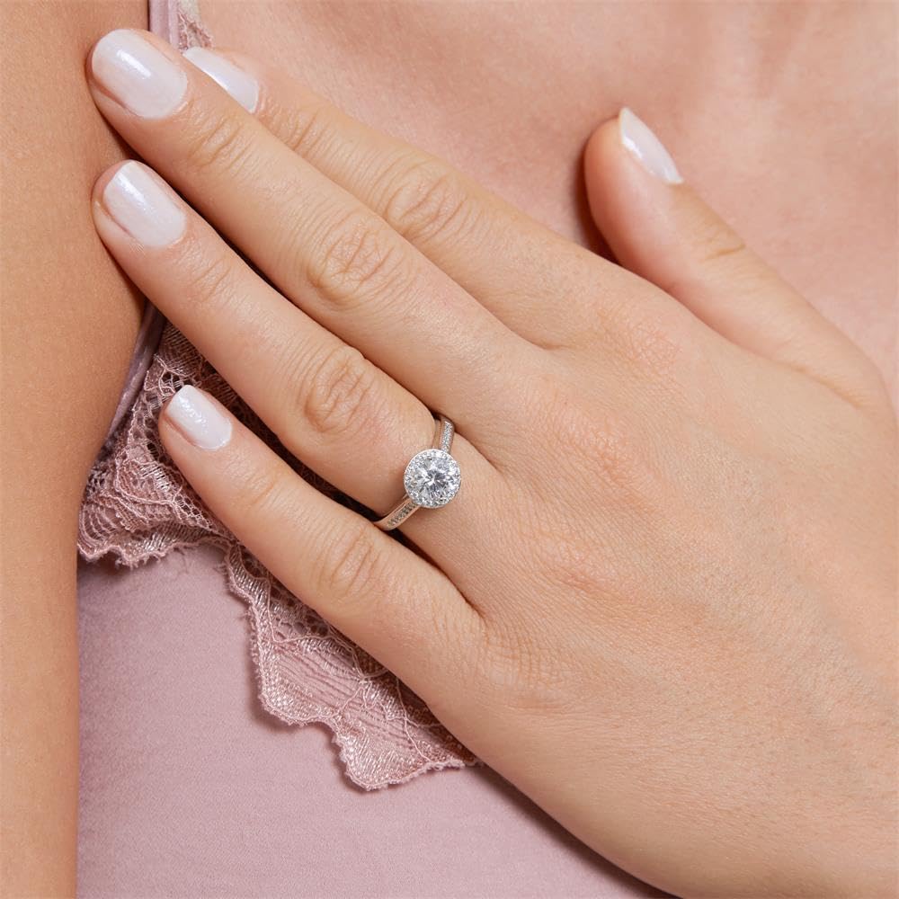 JEWLIX Verlobungsring Silber 925 Halo Zirkonia Gr. 58