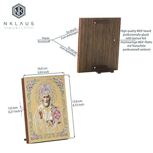 NKlaus Religious Icons Ikone Sankt Nikolaus Holz 10x12cm