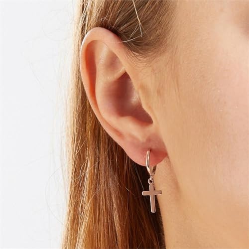 JEWLIX Kreuz Creolen Ohrringe 925 Silber rosévergoldet