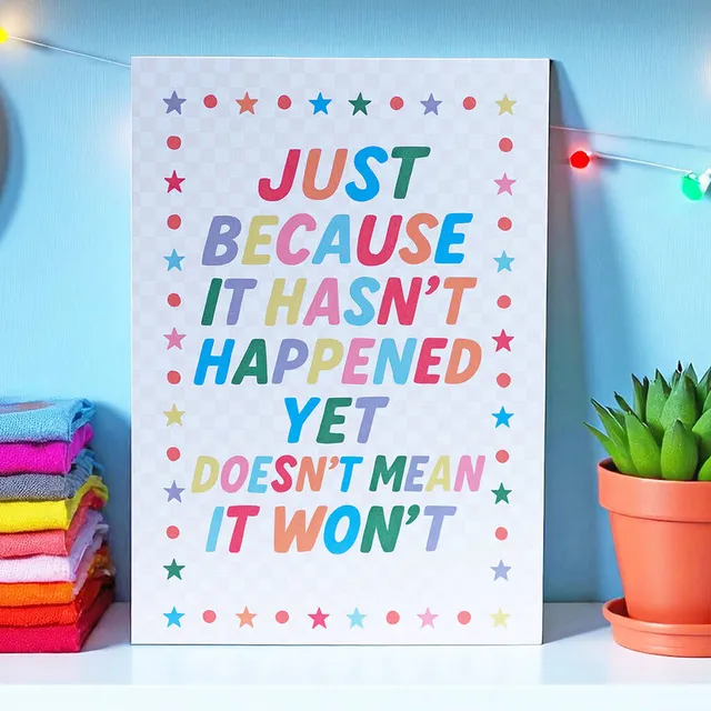 Joy by Corrine Smith Rainbow Print A5 Motivation Poster bunt