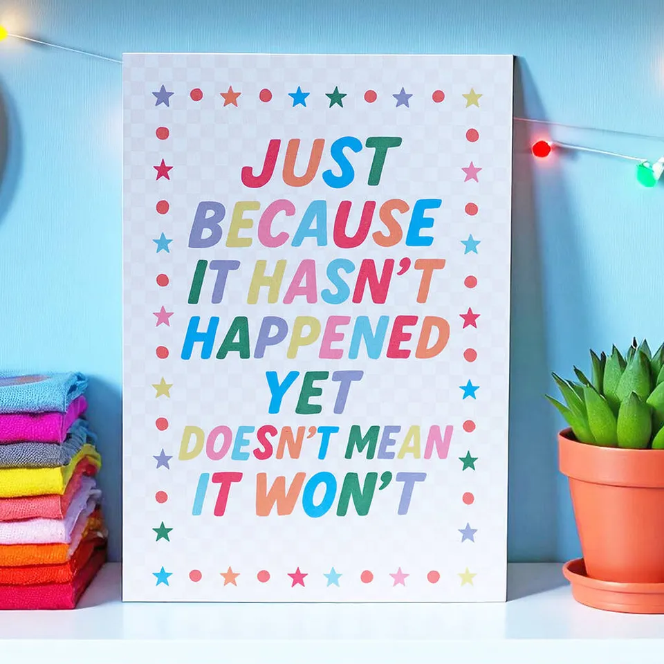 Joy by Corrine Smith Rainbow Print A5 Motivation Poster bunt