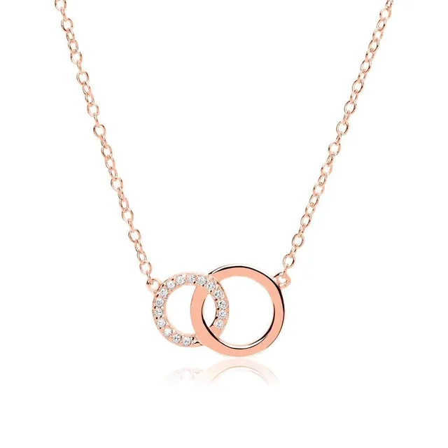 JEWLIX Ketten mit Anhänger Kreise Damenkette Roségold Zirkonia
