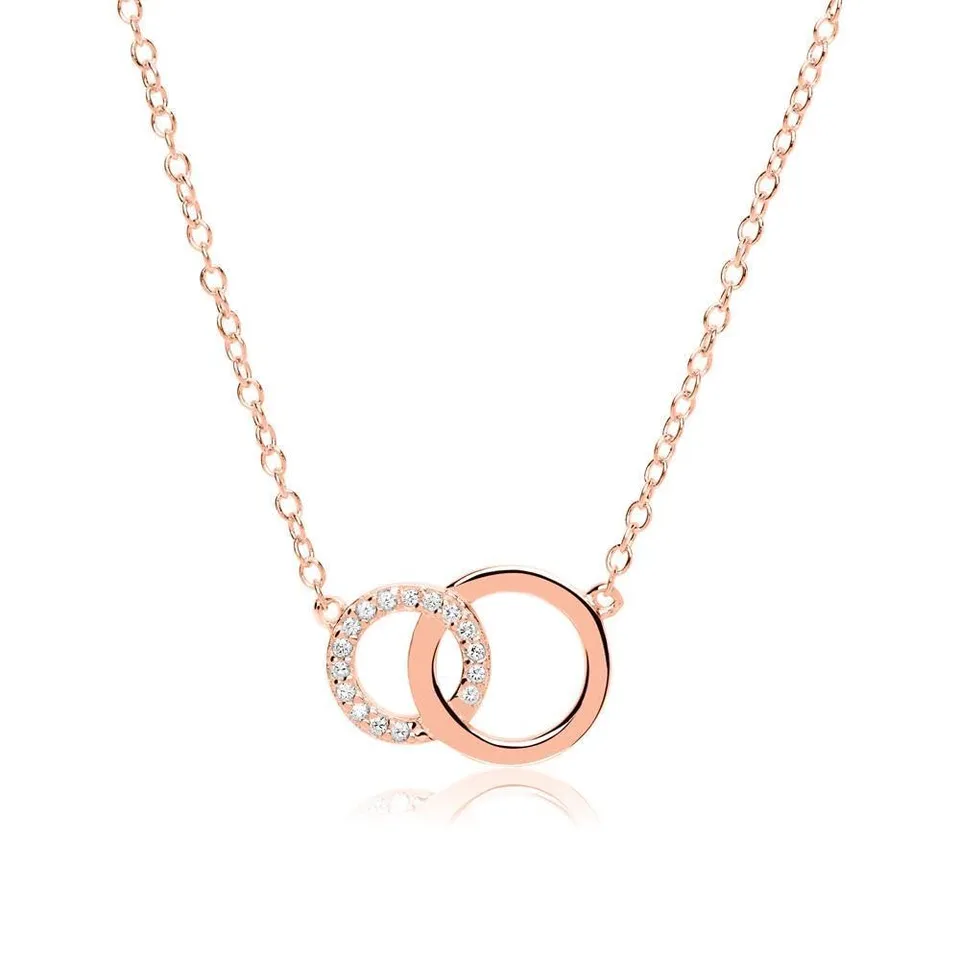 JEWLIX Ketten mit Anhänger Kreise Damenkette Roségold Zirkonia