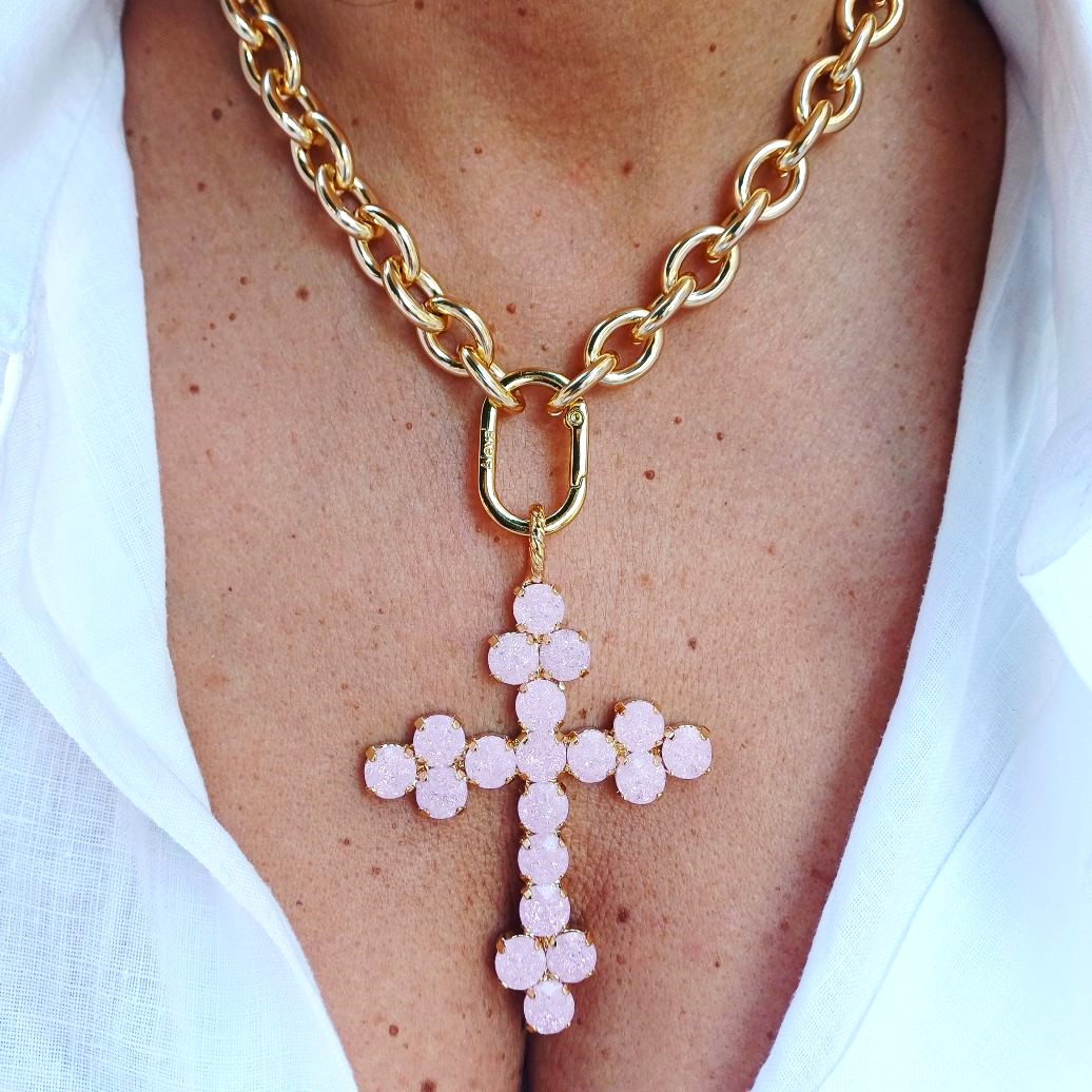 Alevá Bijoux Nuova Bizantina Kreuzanhänger Gold 7 cm