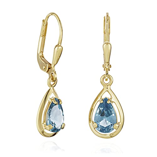 NKlaus JEWELLERY Brisur Ohrhänger Aquamarin Gold 14x8mm Paar