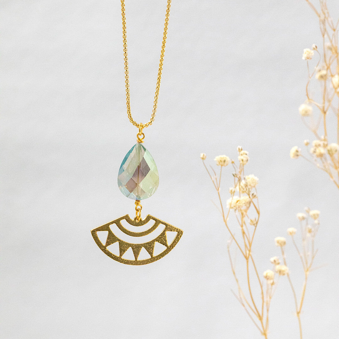 JOY Andromeda Halskette Gold Lang Tropfen Kristall