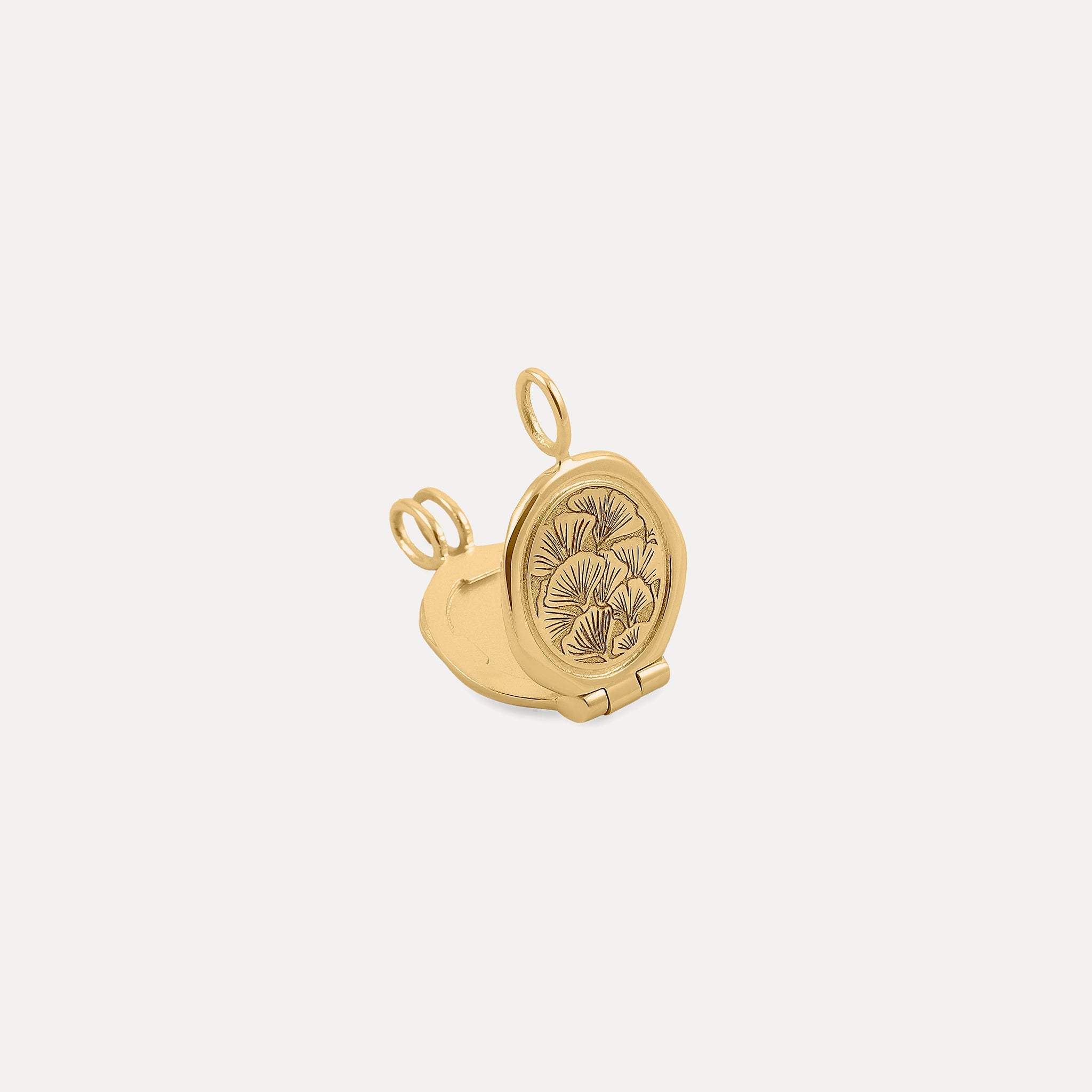Stilnest Nouveau Flower Seal Medaillon Halskette Gold 45cm gravierbar