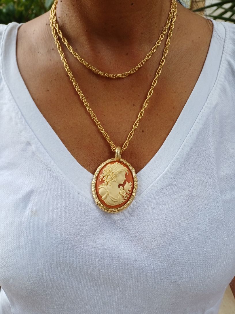 Alevá Bijoux Cammei Corniola Kamee Anhänger Gold 1 m