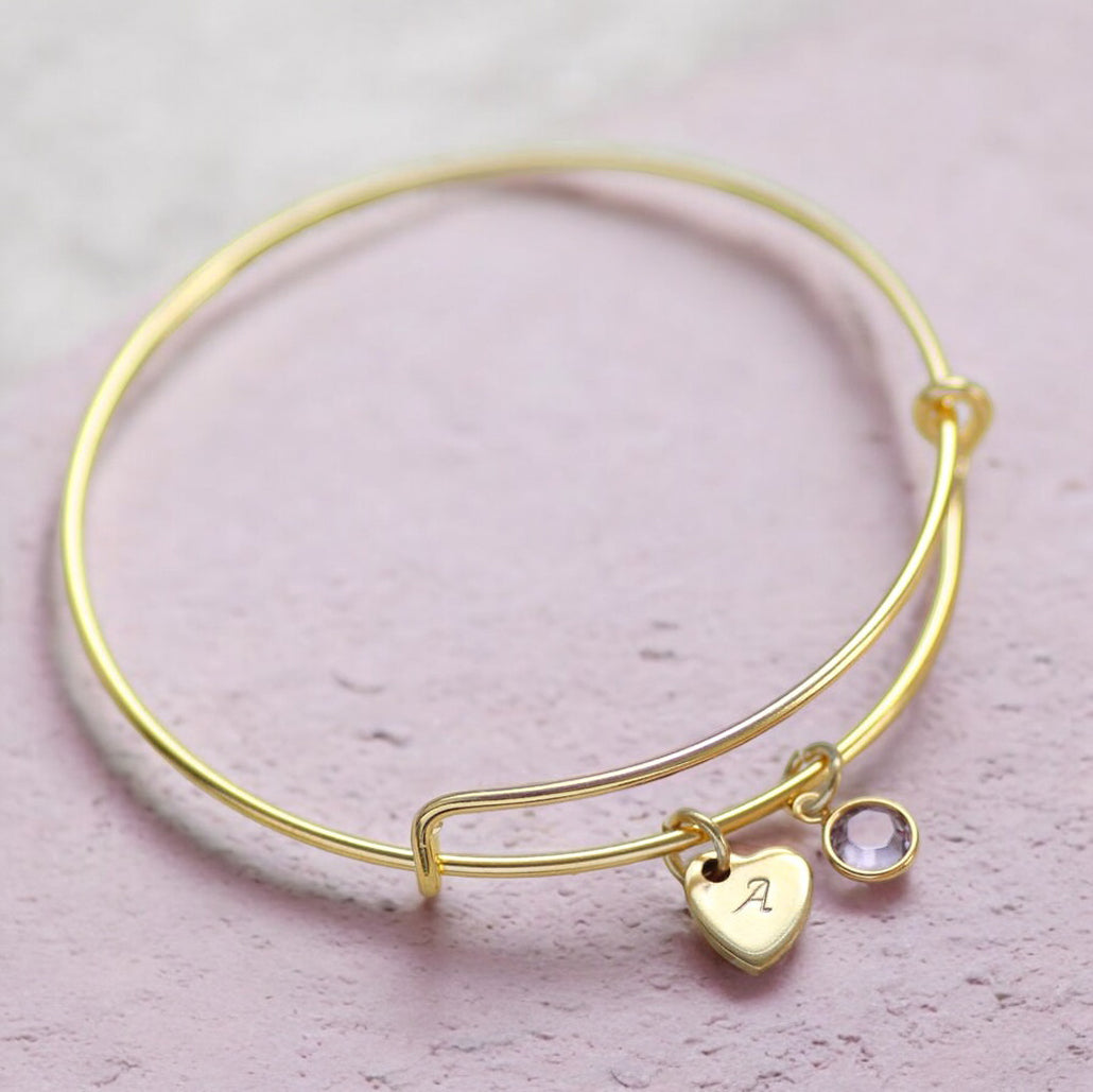 Joy Heart of Gold Birthstone Armreif Gold Edelstein