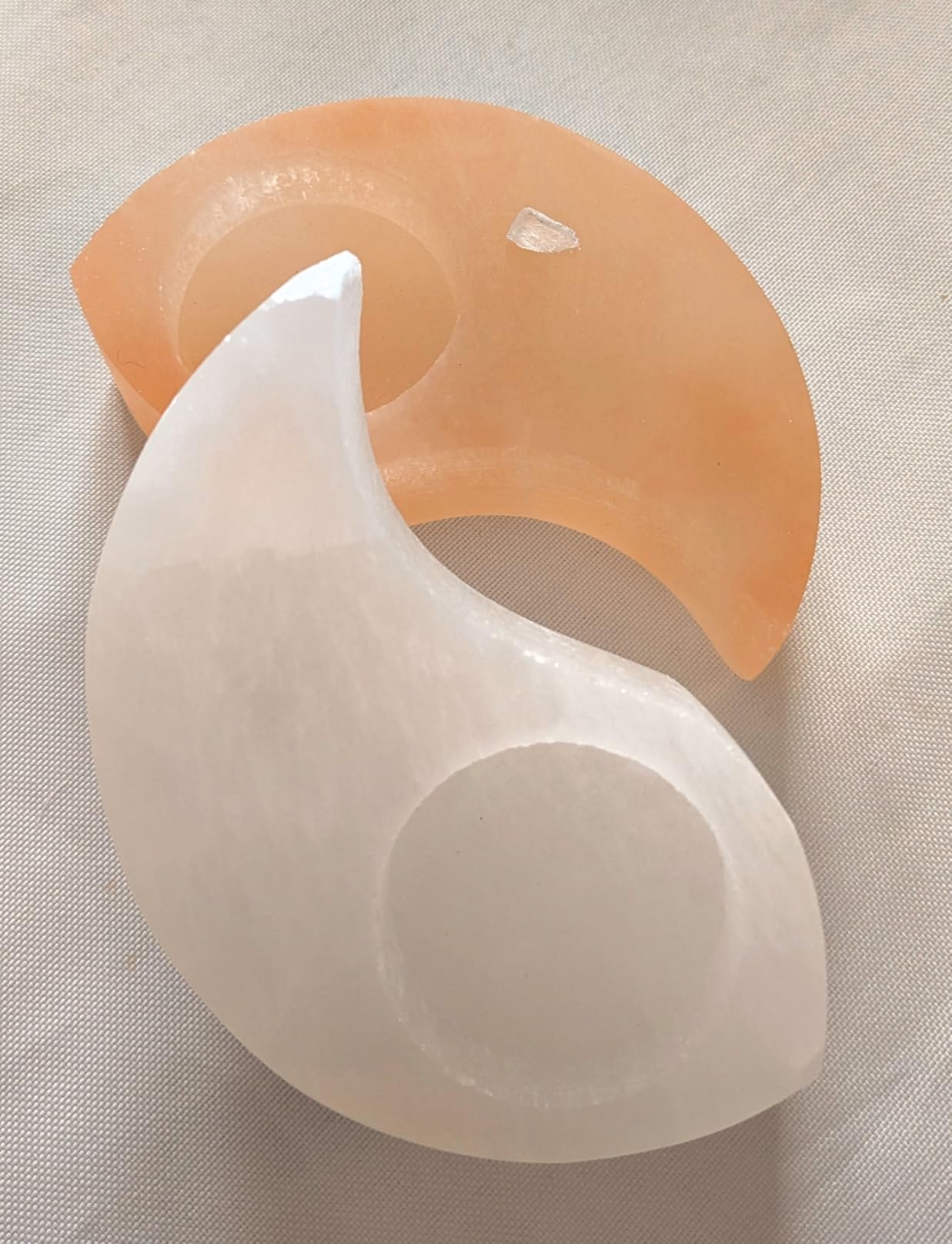 NKlaus Healing Crystals Yin-Yang Teelichthalter Selenit 1 Stück