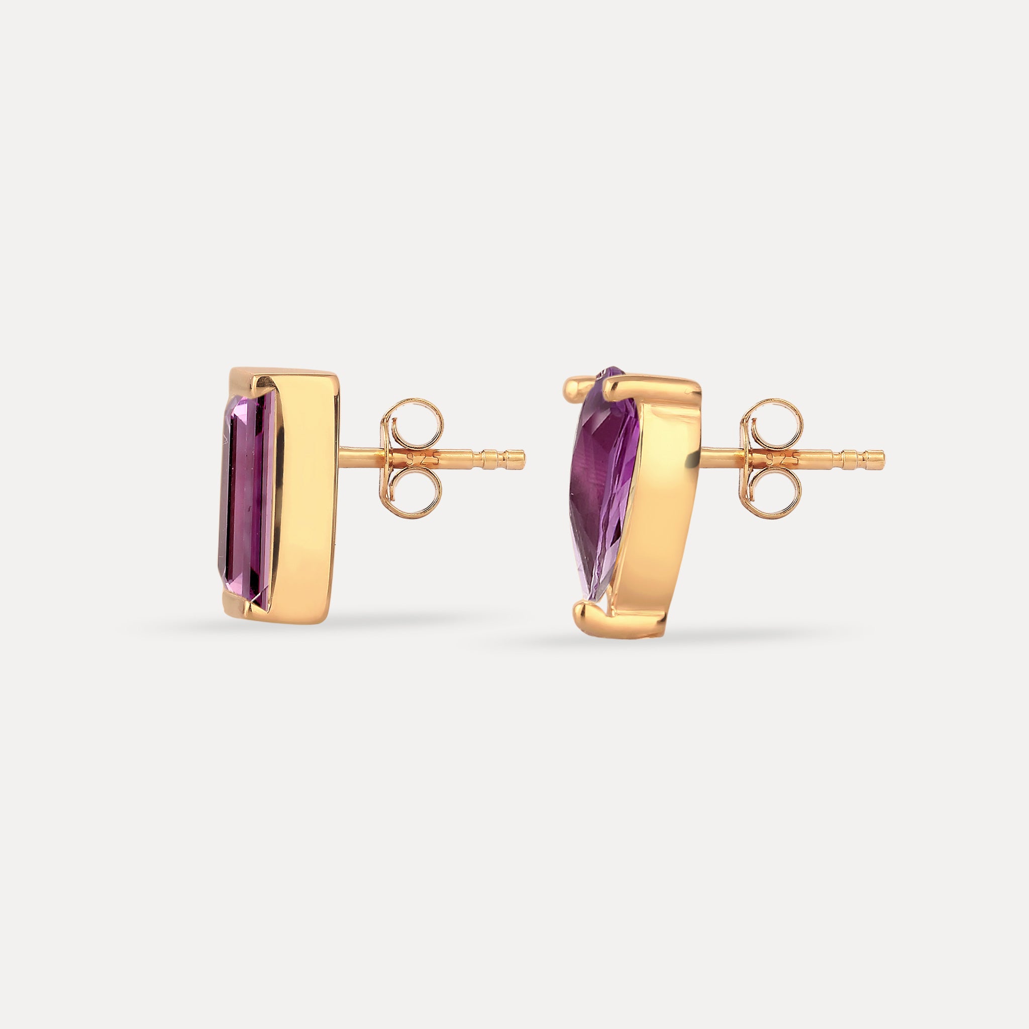 Stilnest Balance Amethyst Ohrstecker 24k Gold Vermeil Retro