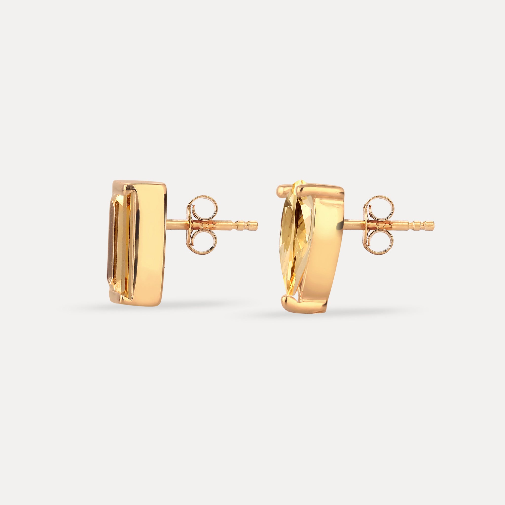 Stilnest Balance Citrin Ohrstecker Gold gelb Vermeil