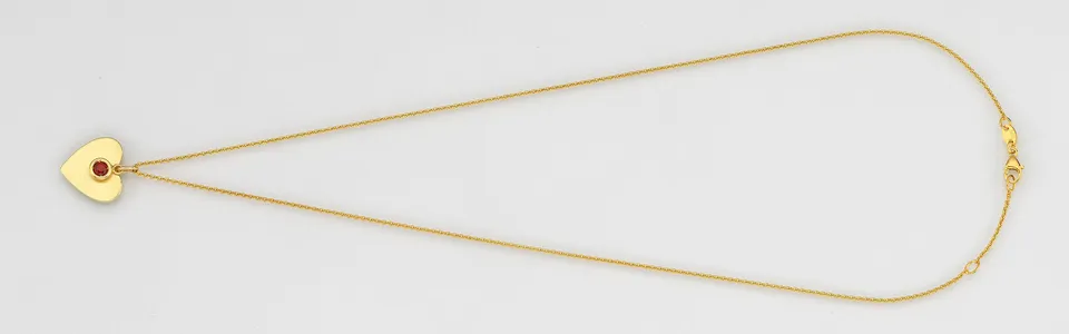 Eugen Rühle Anhänger Herz Granat 3mm Kette 585 Gold