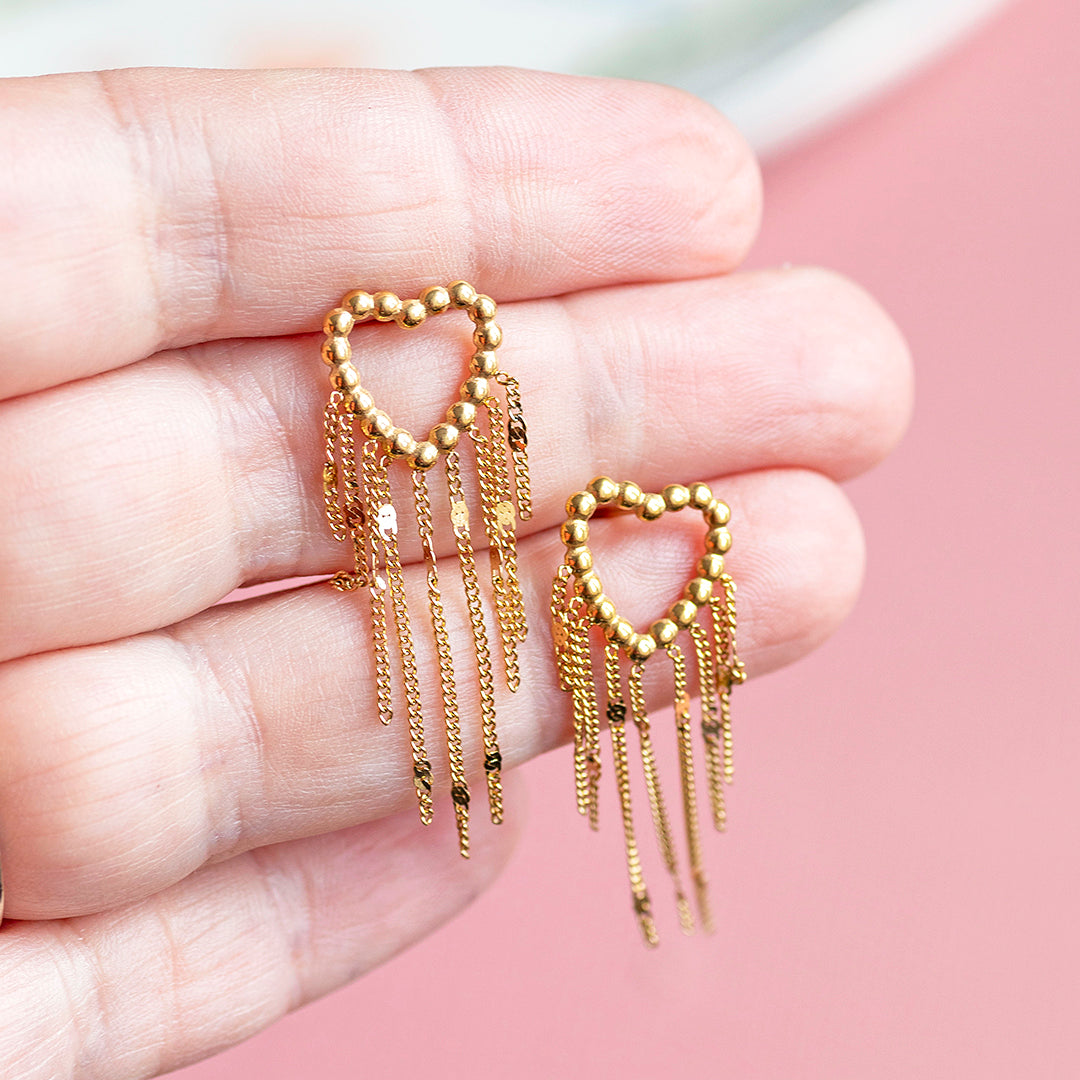 Joy by Corrine Smith Earrings Herz Ohrringe Gold Ketten 4 cm