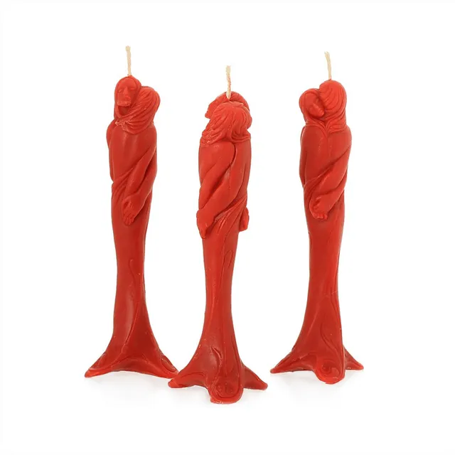 NKlaus Candles Bienenwachs-Figurenkerze Stella rot 3 Stück