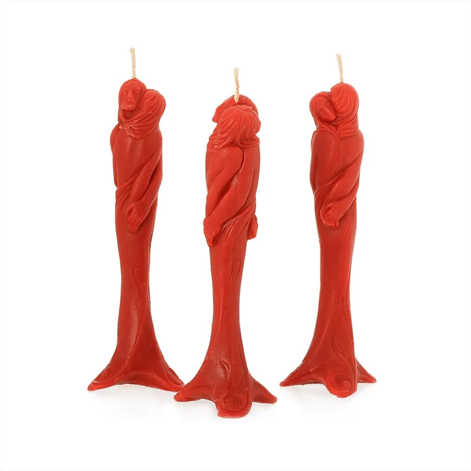 NKlaus Candles Bienenwachs-Figurenkerze Stella rot 3 Stück
