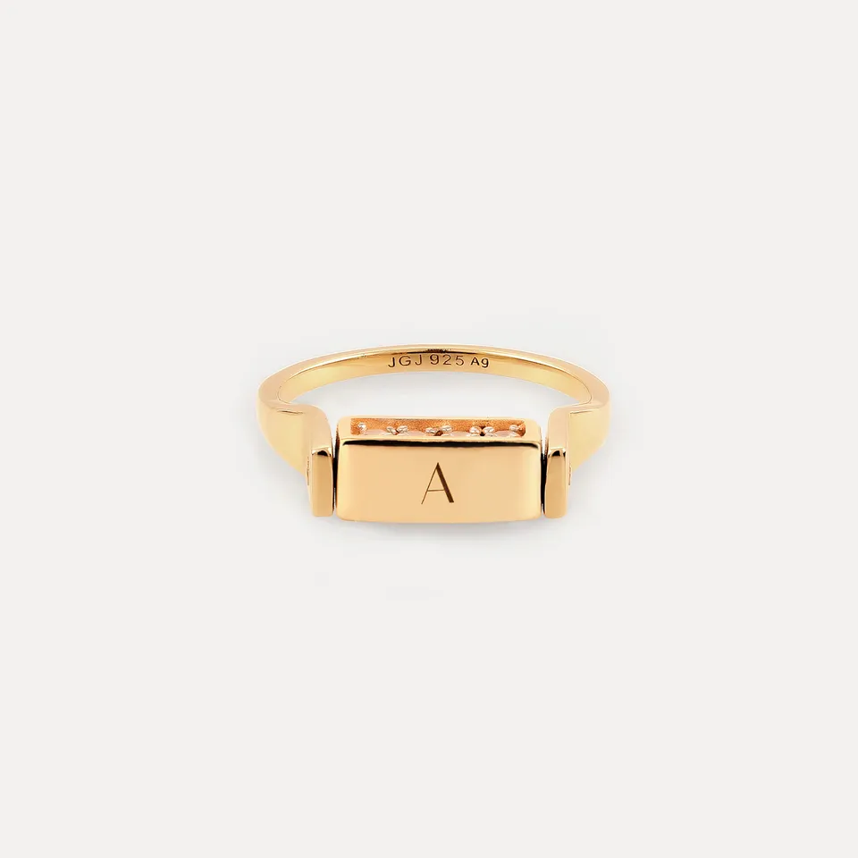 Stilnest Rings Saphir Brick Flip Ring 24k Gold Gr.54 Schwarz