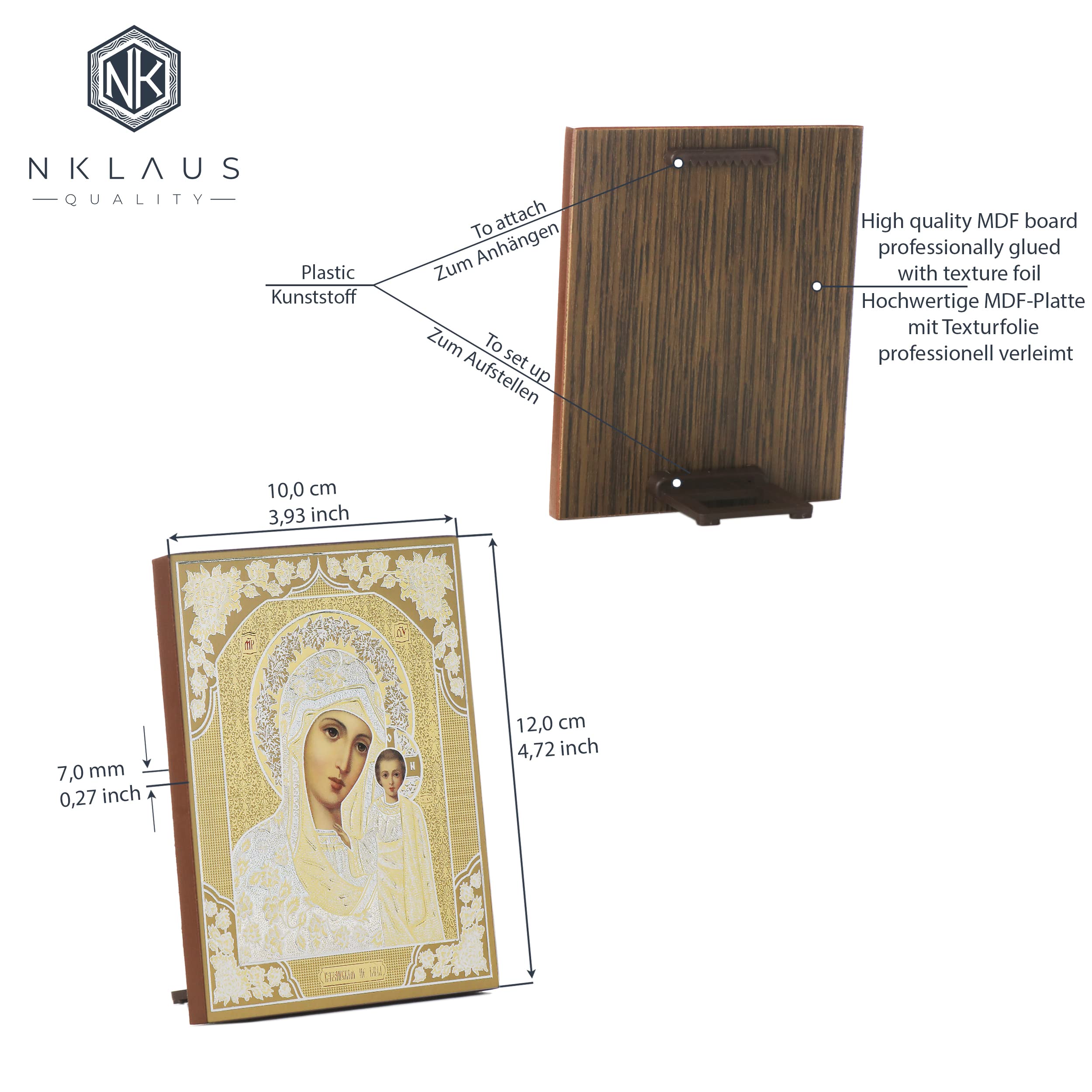 NKlaus Religious Icons Ikone Gottesmutter Kazan weiß 10x12cm