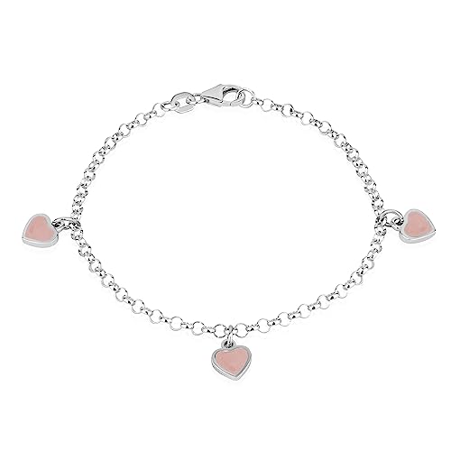 NKlaus Jewellery Armband 925 Silber 3 Herzen Rosa 16cm Damen