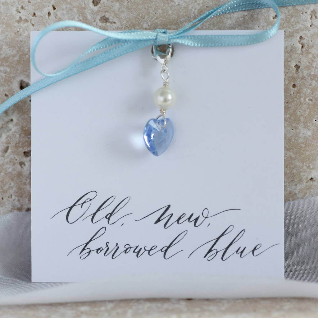 Joy by Corrine Smith Blue Crystal Heart Charm Silber